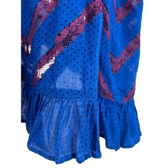 Free People Intimately Blue Polka Dot Tiered Ruffle Hem Voile & Lace Slip Dress - Picture 13 of 16